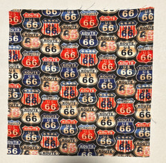 REMNANT: “Route 66″ road signs fabric scrap 10″ X 10” (scrap)