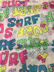 Neon SURF Print Fabric 1.75 Yards x 44″ 80s/90s Colorful Cotton Blend Pink Green