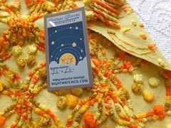 confetti vtg chenille bedspread fabric colorful boho wedding ring design, 20×24″