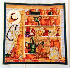 VTG MY MOTHER’S GARDEN Fabric Baum Textiles 12 Panels + 24 Appliques 88″ x 42″