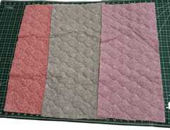 3 Pieces of Quilted Fabric Nylon Backed Pink Lavender Green .25 yd each x 25″