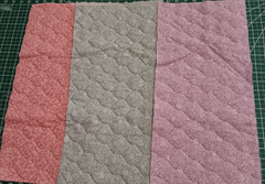 3 Pieces of Quilted Fabric Nylon Backed Pink Lavender Green .25 yd each x 25″