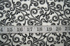 3/4 Yard Black White Vines Canvas Fabric 34″ X 56″
