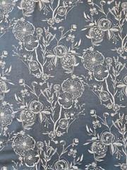 3+ YDS Cotton Fabric Bari J for Art Gallery Millie Fleur Line Art Bluing Floral
