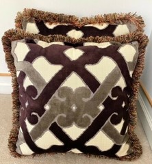 Pair of 20″ Custom Throw Pillows with Century Fabric & Trim