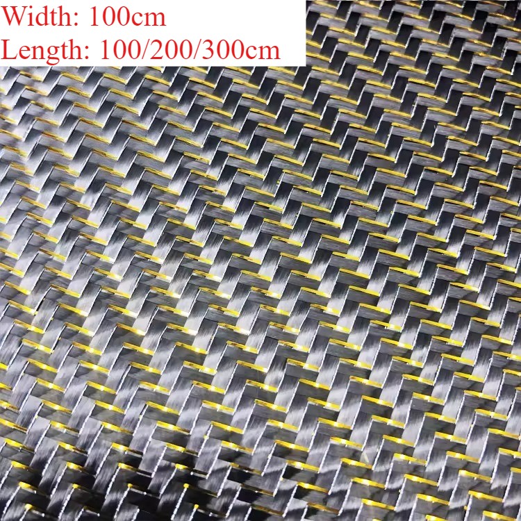 3k Carbon fiber Metallic Gold&Silver mixed fabric Twill cloth 100*100/200/300cm