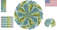 50 PCS 10×10 Inch 100% Cotton Floral Squares for Quilting & DIY Crafts – Green