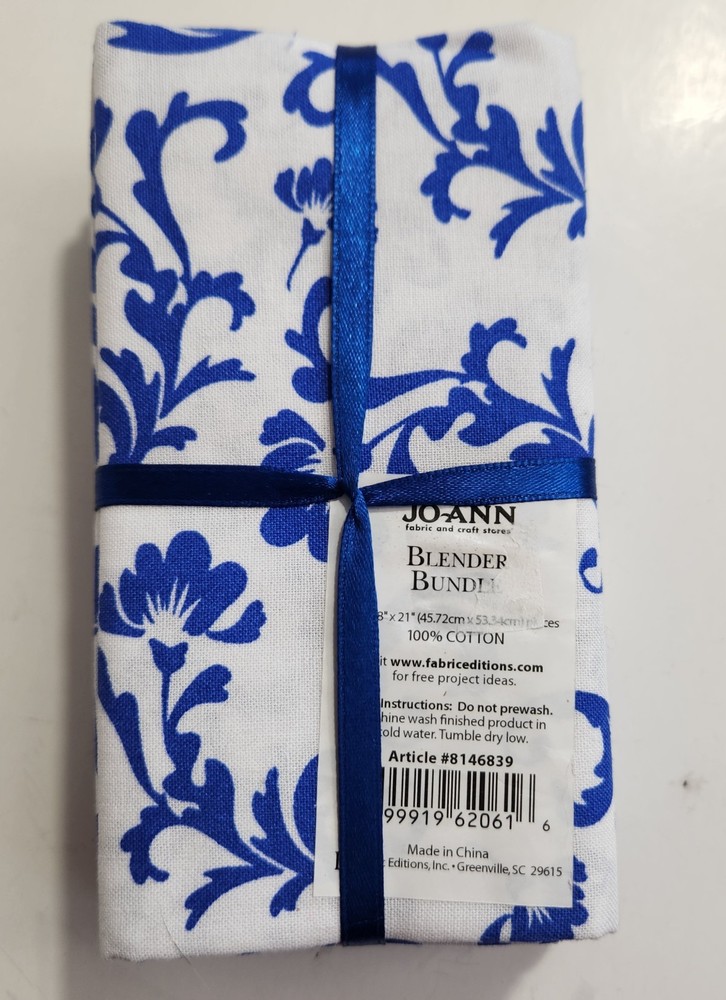 5 pc Fat Quarter Bundle Romantic Shades of Blue JoAnns 18″ x 21″ NEW