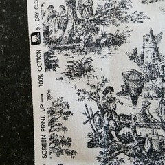 Waverly Rustic Toile Fabric Black & White 54×102 inches Country Life Scenes