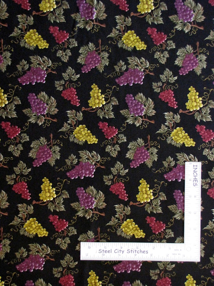 Vineyard Wine Grape Grape Vine Fabric By Yard Cotton Timeless Treasures C6048