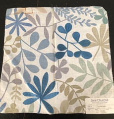 JANE CHURCHILL Calder Linen in Blue 16 1/2 x 17 1/4″ Embroidered Fabric Sample