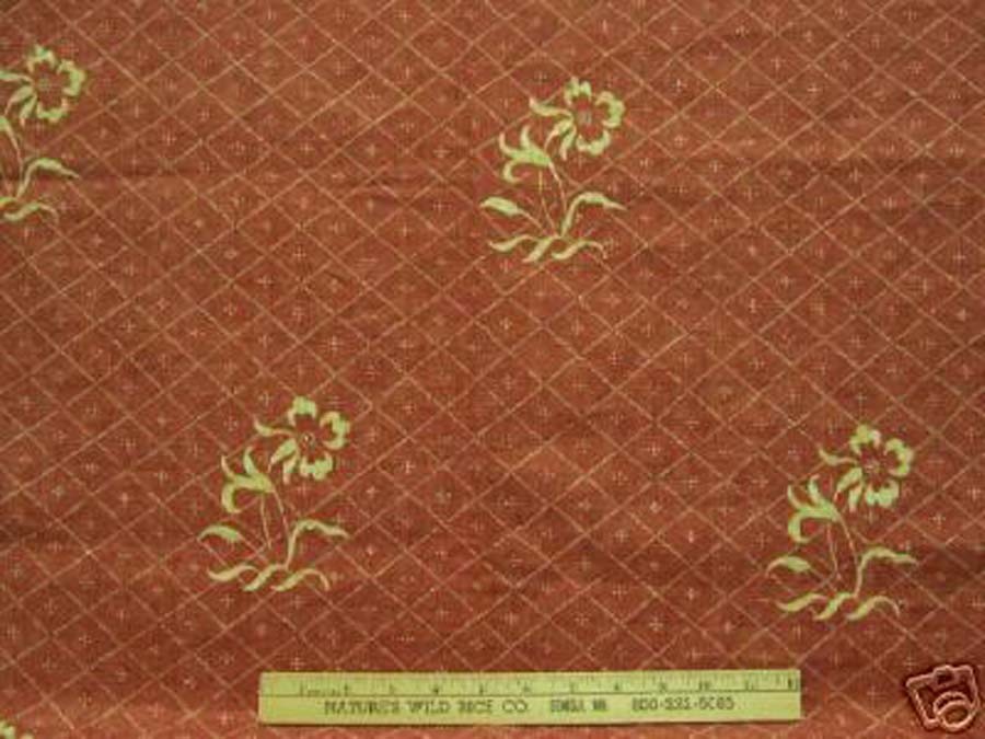 Fabric G.P. & J. Baker Cream Beige Floral Trellis Diamonds on Brick Red 53″X32″