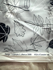 IKEA of Sweden Cotton Gray Fabric Leaves Acorns S Edholm Lisa Ullenius 3Yds 60″W