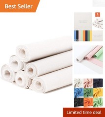 Machine Washable 6 Pcs Linen Cotton Fabric – Perfect for Embroidery Projects