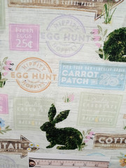 Hobby Lobby Design #B91-FTF-P07 Easter/Bunny/Flowers 1 Yard + 20″ x 45″ NEW