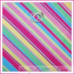 BonEful Fabric FQ Cotton Quilt Pink Yellow Blue Green Rainbow STRIPE Baby Unisex