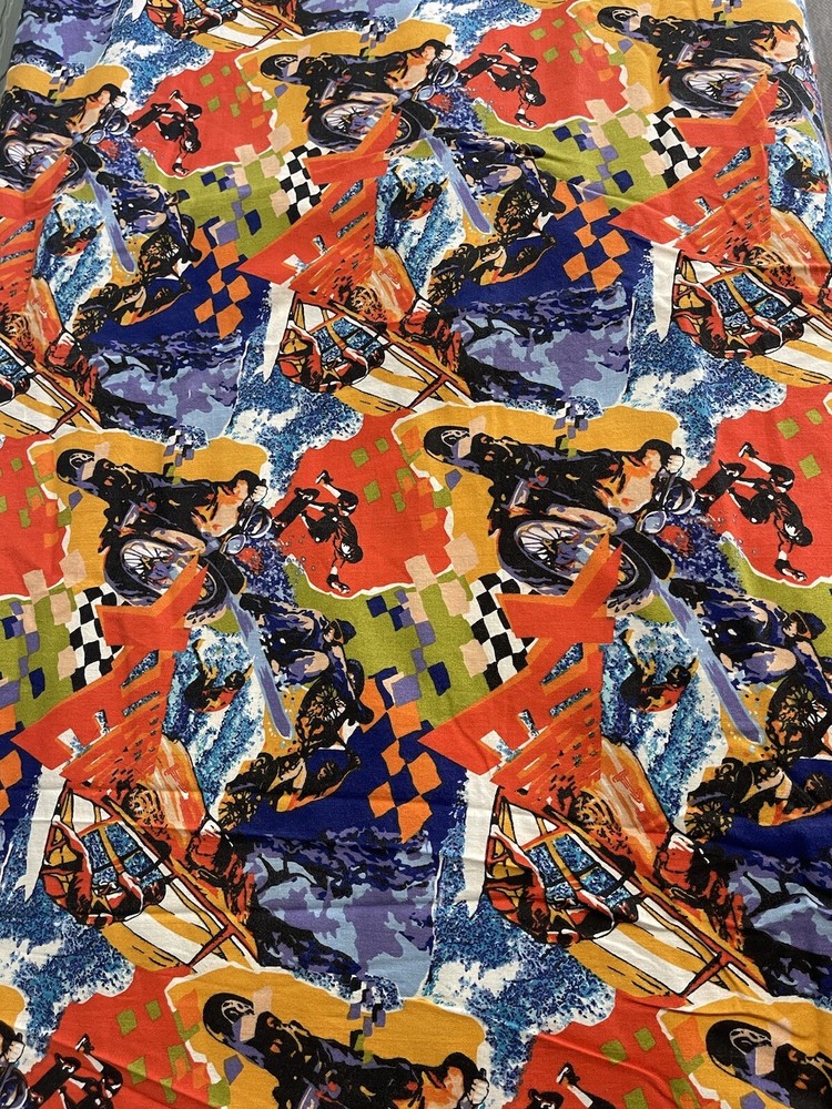 Xtreme Edge Fabric Springmaid 43 3/4” X 5 1/2 + Yards Sports Bike Moto Ride Sew