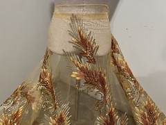 Gold orange Embroidered sequins Lace fabric 50” Width 1 Yard