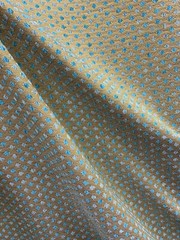 TURQUOISE BLUE GOLD DIAMOND CHENILLE UPHOLSTERY BROCADE FABRIC (56 in.) Sold BTY