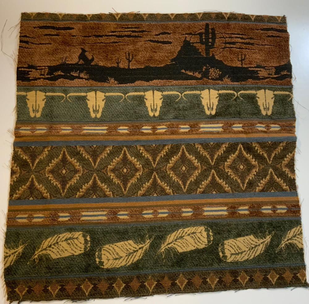 Southwest Tapestry Desert Skulls Feathers Design 17 in x 16.75 in