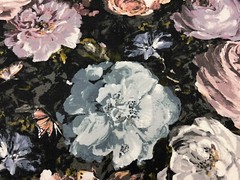 Clarke & Clarke Painterly Floral Print Fabric- Floretta / Blush Charcoal 4.50 yd