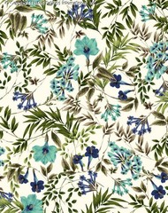 Challis Rayon Printed Kaya Woven Fabric, Hibiscus Floral Dress Sewing Fabric