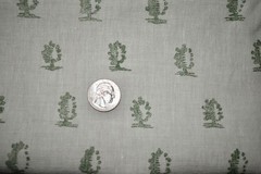 Rogers & Goffigon CHAMPLAIN — PINE Green 100% Linen Print Fabric LARGE REMNANT