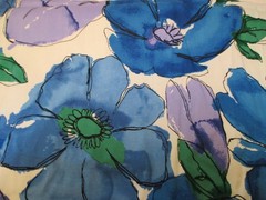 Vintage Hamil Cotton Blend Large Floral Blue Purple 1yd 33″ x 60