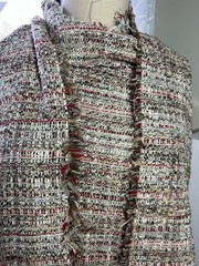 Mendel Goldberg Wool Blend Tweed Boucle, 2yds X 60″,Brown, Tan, Off White, Red