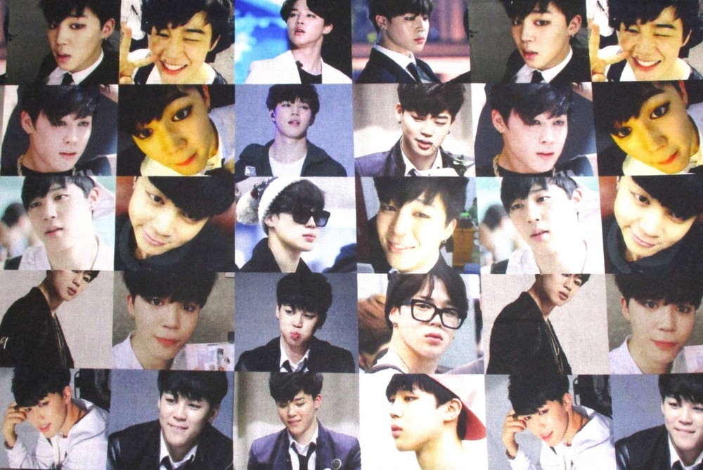 BTS Korean Band on 100% Cotton Fabric by the 1/4 Yard: 9″ x 57″ (K-pop) (Jimin)