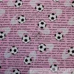 BonEful Fabric FQ Cotton Quilt Pink Black White B&W Soccer Ball Stripe Girl Mask