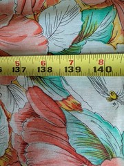 VTG Tropical Fabric Watercolor Hibiscus 80’s Peach Seafoam 140×45 Sewing