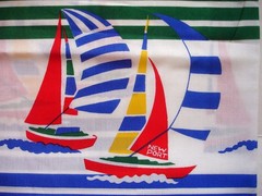 VTG Cranston Crantex Newport Sailboats Fabric 2 Yds x 36″ Cotton Blend Soft!