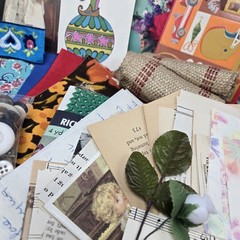 Junk Journal Lot 1Lb Ephemera Cards Ribbon Book Page Fabric Button Craft Collage