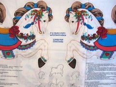 * VIP Carousel Horse Cotton Fabric Panel w bonus Applique 18×45″ 2 sided pillow