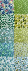 50 PCS 10×10 Inch 100% Cotton Floral Squares for Quilting & DIY Crafts – Green