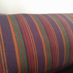 Japanese Kimono Fabric Bolt 100% Silk Tsumugi Stripe Navy Purple EXC AS IS