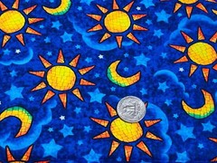 Fabric Celestial Suns & Moons Royal Blue Cotton QUILTING TREASURES 1/4 Yd 28302Z
