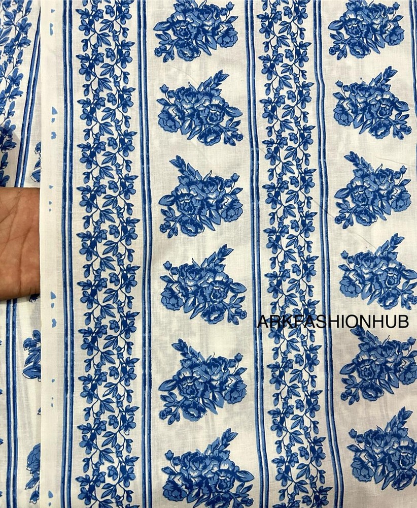 Indian Handmade Hand-block Print 100%Cotton Running Fabric 5 Yard Print_1613