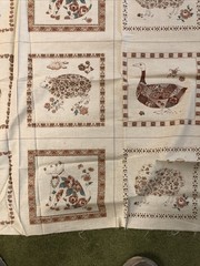 Veg Joan Kessler Concord Fabrics Cotton Panel Cream Floral Animals 44”x 64”