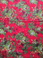 Vintage MCM Springs Cotton Fabric Christmas Mistletoe Holly 52″W x 90″