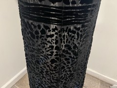 Black Silk Chiffon Velvet Burnout Scarf 40”x40” Wide
