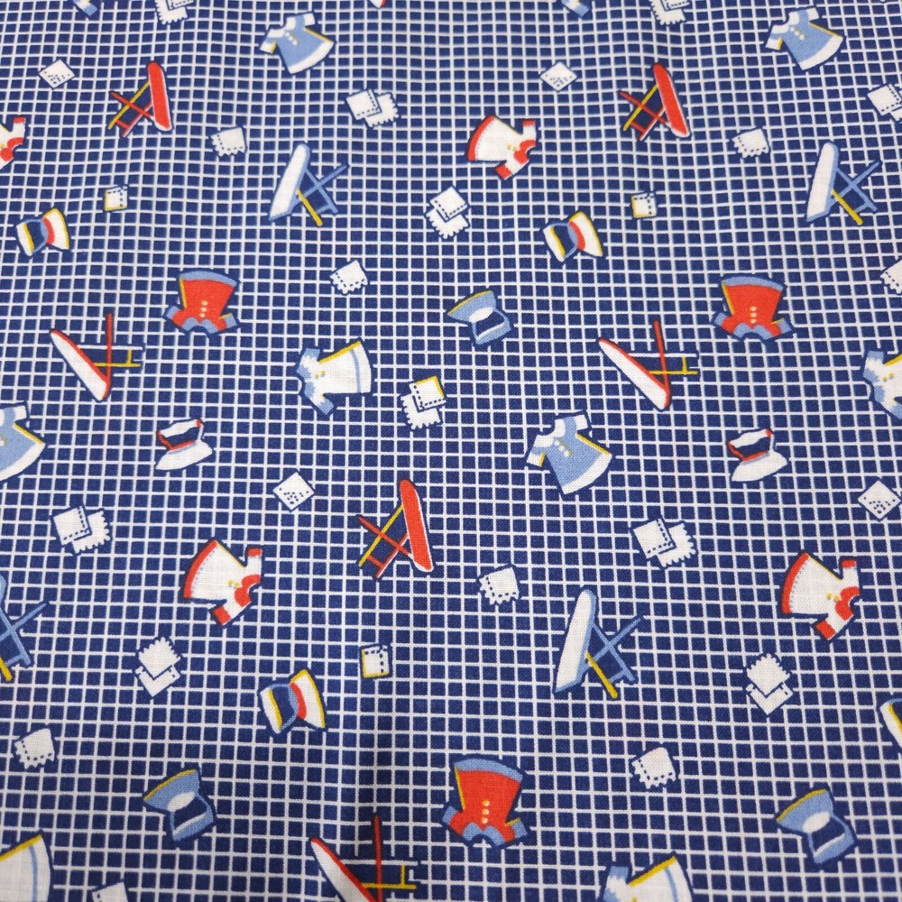 1930’s One-A-Day Prints BTY Benartex Feedsack Reproduction Navy Plaid Laundry