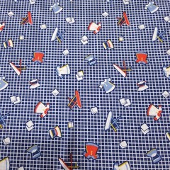 1930’s One-A-Day Prints BTY Benartex Feedsack Reproduction Navy Plaid Laundry