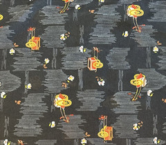 Vintage Fabric Klopman Mills Asian Rickshaw Black 3Y Knit Sheer A7