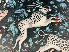Clarke & Clarke Whimsical Animal Velvet Fabric- Protea Velvet / Navy 1.75 yds