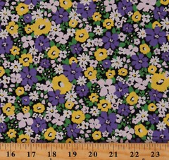 Cotton Flowers Spring Bloom Garden Purple Sevenberry Fabric Print BTY D152.22