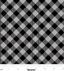 Cotton Chillin & Grillin Checks Stripes Black Gray Fabric Print by Yard D571.04