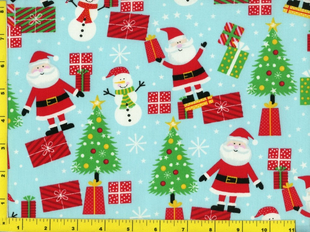 Santa Snowmen Presents Snowflakes Christmas Quilting Sewing Fabric by Yard #3183