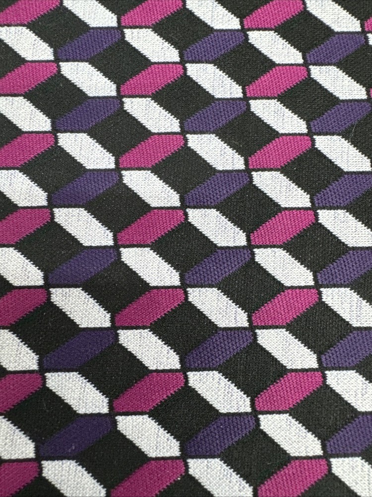 Purple Gray Pink Mauve Black Diamond Print Knit Fabric BTY #13